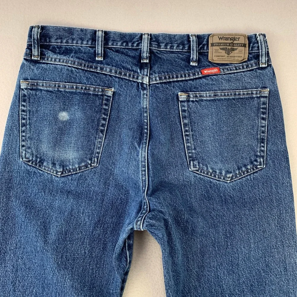 Wrangler Jeans‎ Mens 36x32 Dark Denim Regular Fit Western Faded Workwear